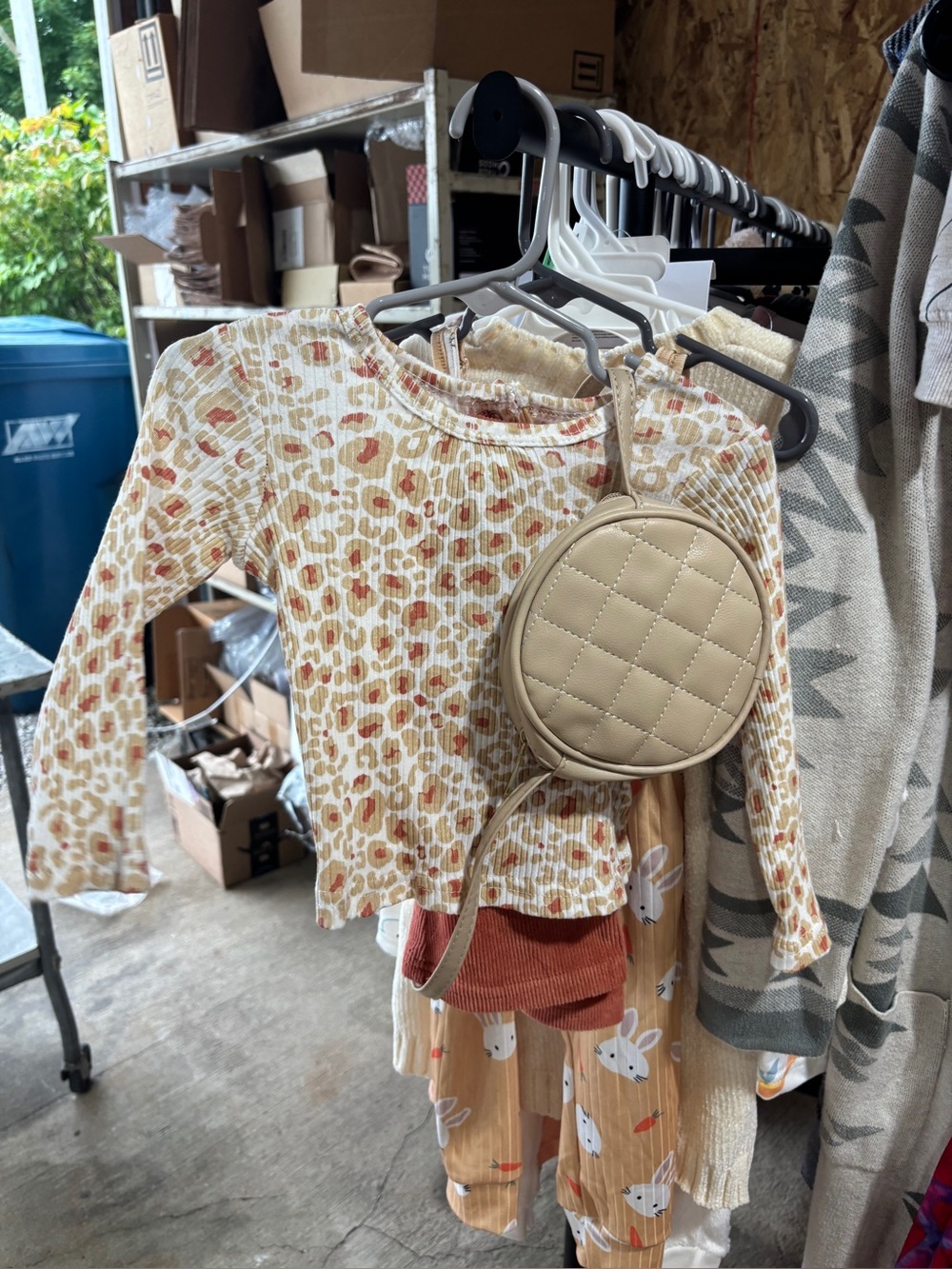 Size: 18 Months Cream Leopard Print Top with Matching Bottoms